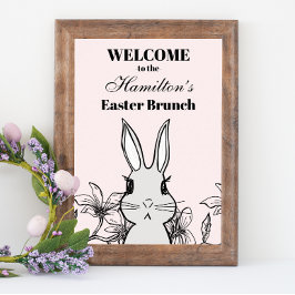 Ljus rosa Bunny Påsk Brunch Poster