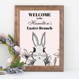 Ljus rosa Bunny Påsk Brunch Poster