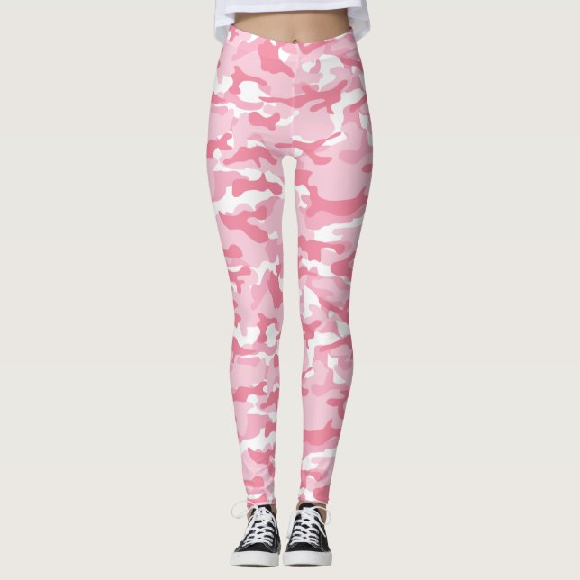 ljus rosa Camo Leggings (Framsida)