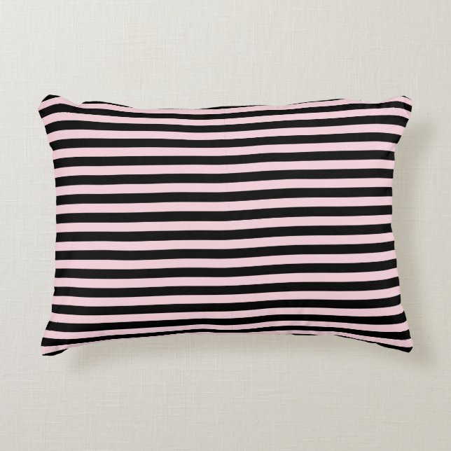 Ljus rosa chic och Svartstripe Prydnadskudde (Framsidan)
