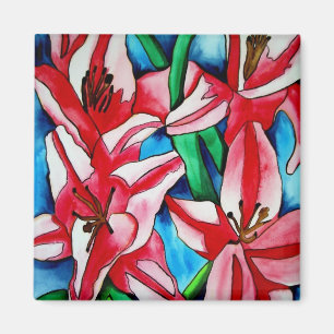 Ljus rosa daglilja blomsterkonstmagneter magnet