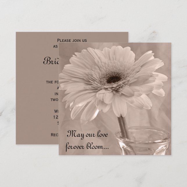 Ljus rosa Daisy-bröllopsinbjudan Inbjudningar (Fram/baksida)