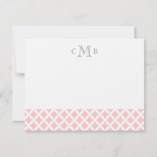 Ljus rosa Diamonds Bröllop Monogram Stationery Anteckningskort