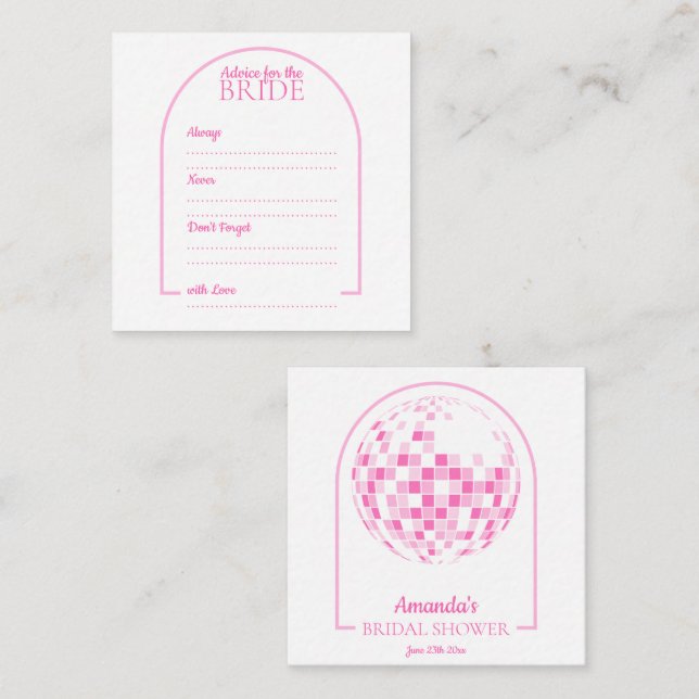 Ljus rosa Disco Boogie Advice for the Bride Tilläggskort (Fram/baksida)