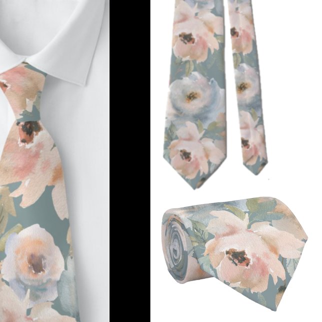 Ljus rosa Dusty Blue Ro Blommigt Slipsar (Skapare uppladdad)