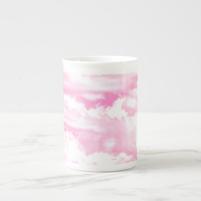 Ljus rosa Elegant moln - dekor Benporslin Mugg (Framsidan)