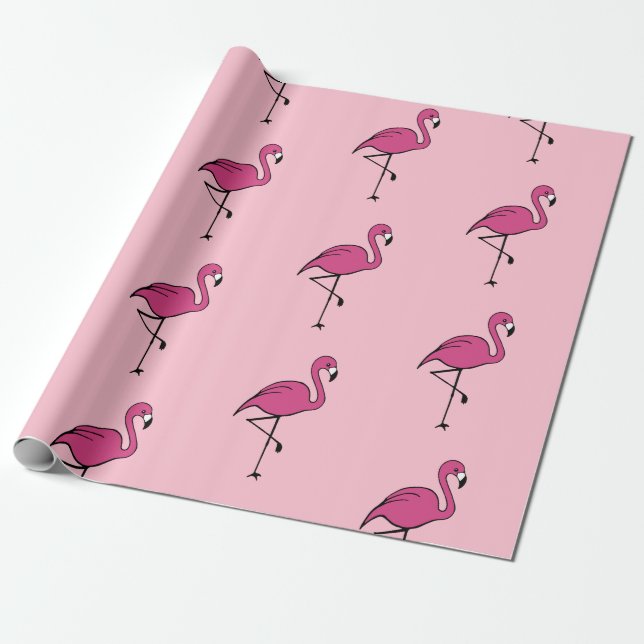 Ljus rosa flamingo presentpapper (Utrullad)