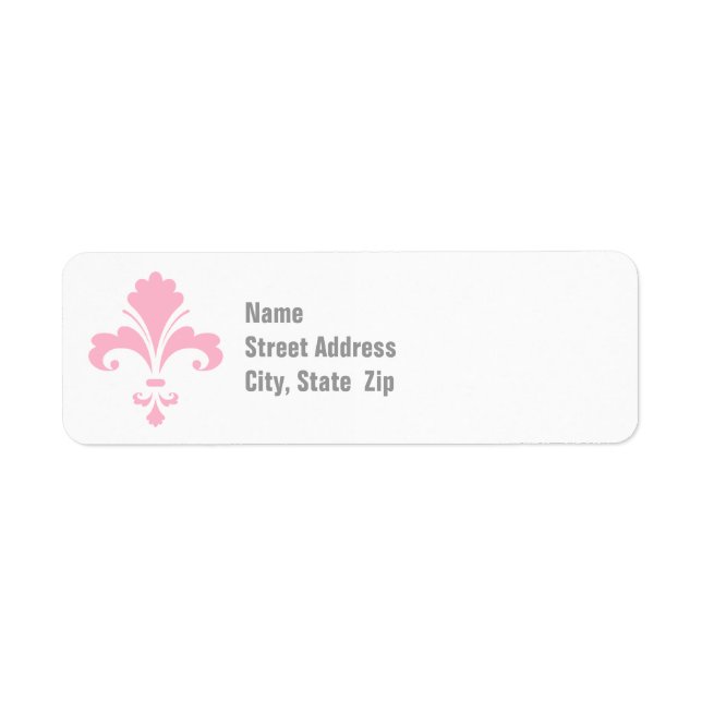 Ljus rosa Fleur-de-lis Returadress Etikett (Framsidan)