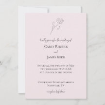 Ljus rosa Flower Line Art Monogram Bröllop
