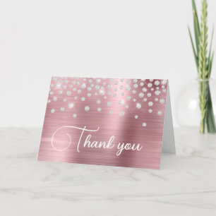 Ljus rosa Foil Diamond Confetti 50:e födelsedagen Tack Kort