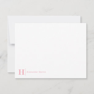 Ljus rosa för feminininBusiness Monogram Line Anteckningskort