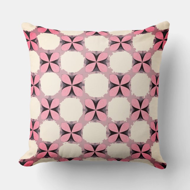 Ljus rosa fyra bensin blomma kudde (Framsida)