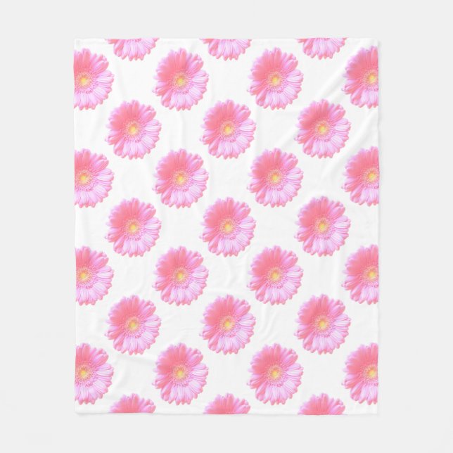 Ljus rosa gerberisk daisy fleecefilt (Framsidan)