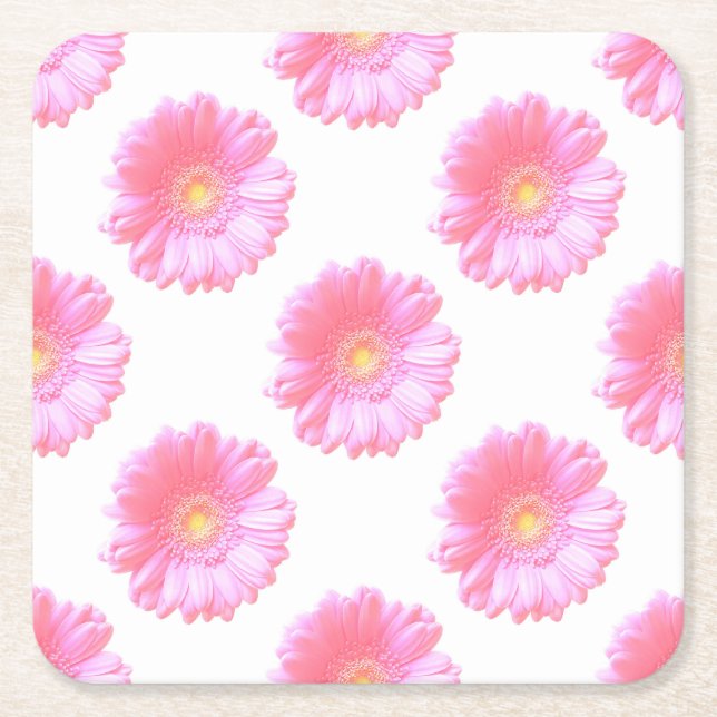 Ljus rosa gerberisk daisy underlägg papper kvadrat (Framsidan)