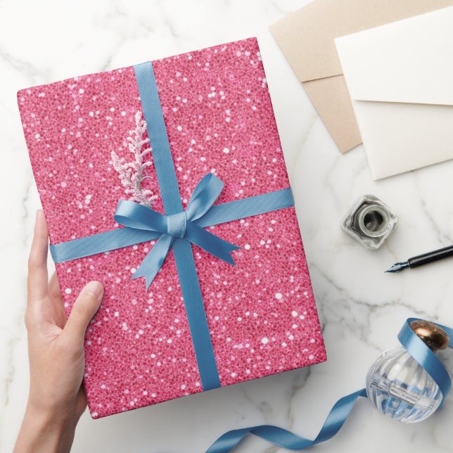 Ljus rosa glittermönster i fin godisstil presentpapper (Gifting)