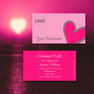 Ljus rosa Gorgisk hjärtmodern med Logotyp Cute Visitkort