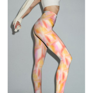 Ljus rosa Gult i nuet Tie Dye Mönster Leggings