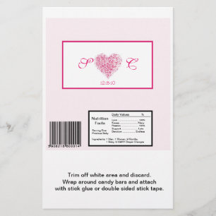 Ljus rosa Heart Bröllop Hershey's Large Wrapper Flygblad