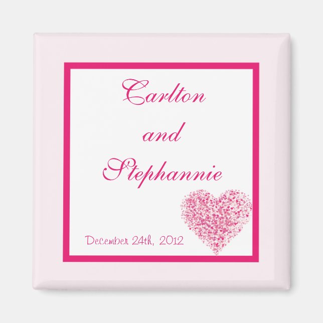 Ljus rosa Heart Bröllop Magnet Favor (Framsidan)
