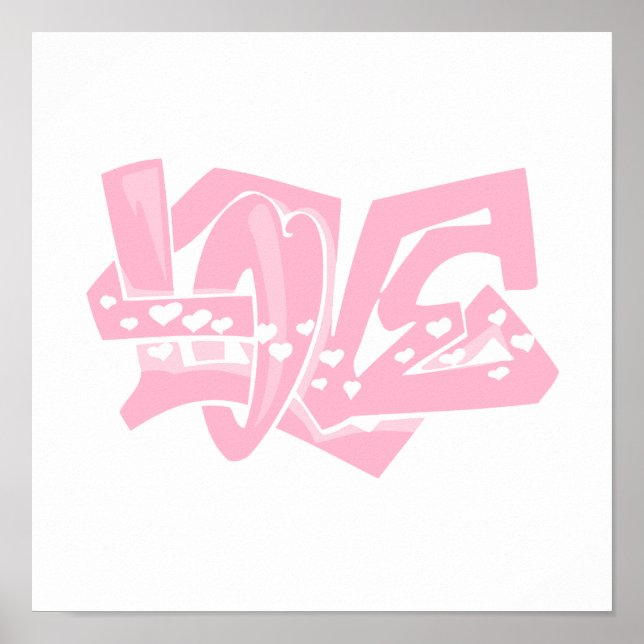 Ljus rosa Heart Graffiti Poster (Framsidan)