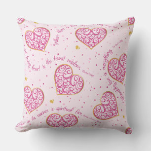 Ljus rosa Heart Valentine Designer PIllow Kudde