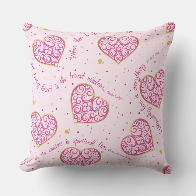 Ljus rosa Heart Valentine Designer PIllow Kudde (Framsida)