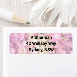 Ljus rosa Hydrangea Return Address Label Returadress Etikett