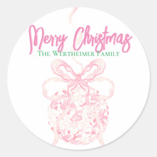 Ljus rosa jul Chinoserie Ornament Sticker Runt Klistermärke