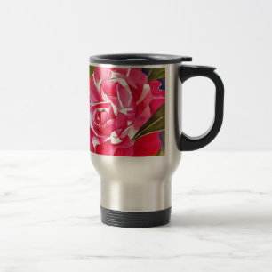Ljus rosa Kamelia vattenfärg konst blomma Resemugg