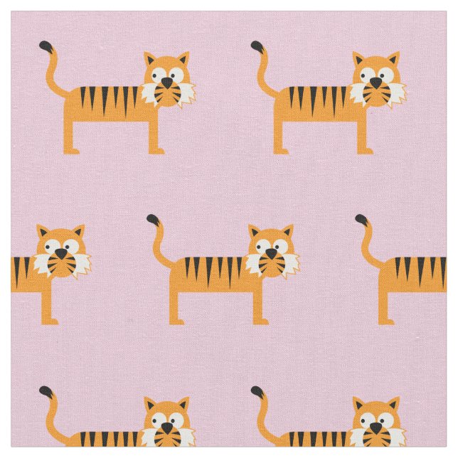 Ljus rosa katt av Cute Tiger Kid Baby Nursery Tyg (Närbild)