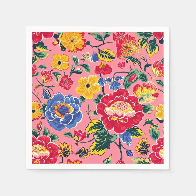 Ljus rosa kineseri blom pappersservett (Framsidan)
