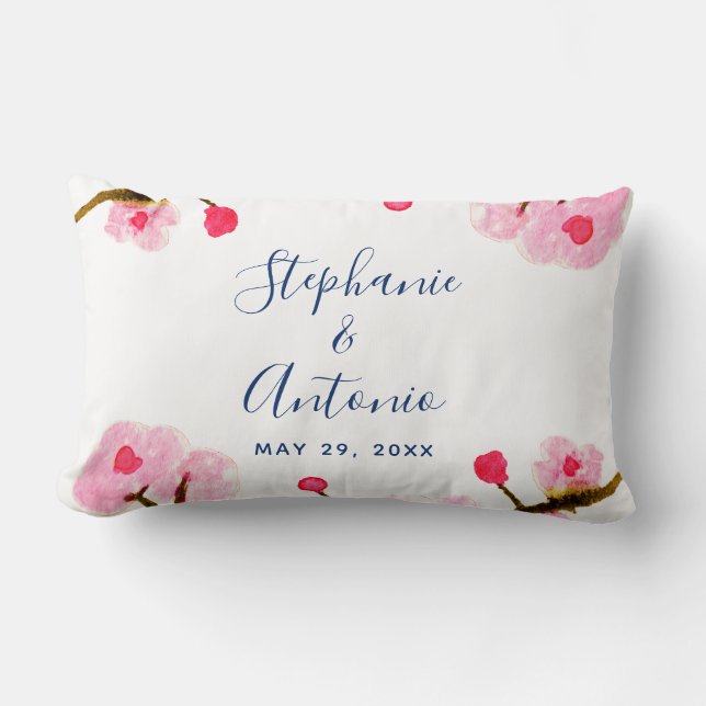 Ljus rosa körsbärsblom lumbarkudde (Framsida)