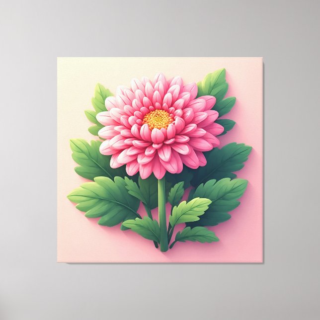 Ljus rosa krysantemum canvastryck (Framsida)