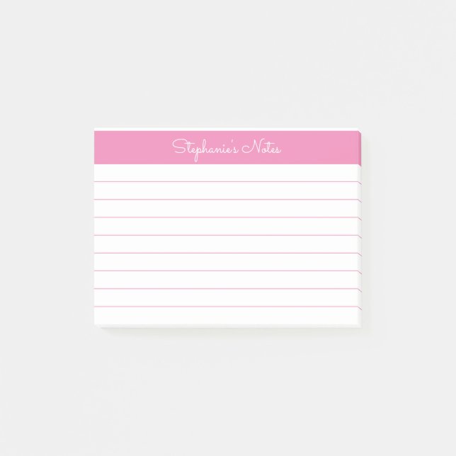 Ljus rosa Led-Personlig med minimal Elegant Post-it Block (Framsida)