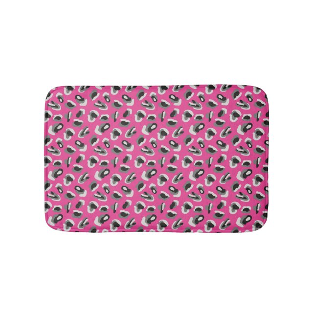 Ljus rosa leoparddjurtryck badrumsmatta (Framsidan)