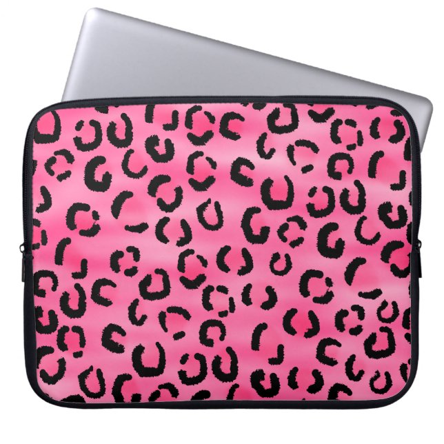 Ljus rosa Leopardtryckmodell Laptop Sleeve (Framsidan)