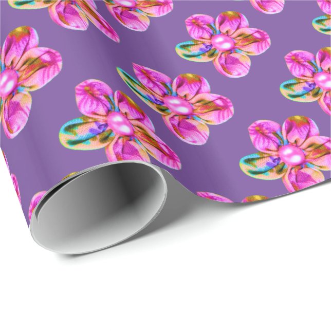 Ljus rosa, lila handsnäckor presentpapper (Rullad Hörn)