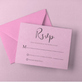 Ljus rosa Linen Simple Black Script-OSA kort
