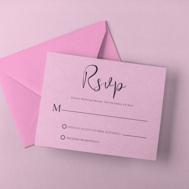 Ljus rosa Linen Simple Black Script-OSA kort (Skapare uppladdad)