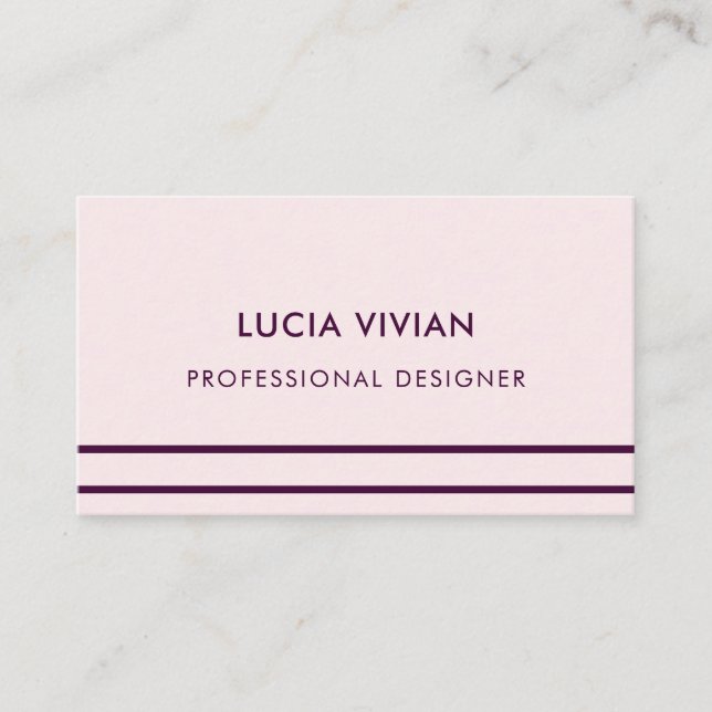 Ljus rosa linjeminimalistisk modern Professionell Visitkort (Framsida)