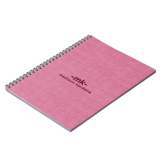 Ljus rosa linnetextur enkel tan typografi 3 anteckningsbok (Vänstra Sidan)