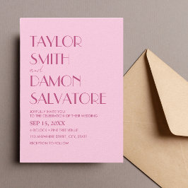 Ljus rosa Magenta, fetstil, unikt Bröllop Inbjudningar
