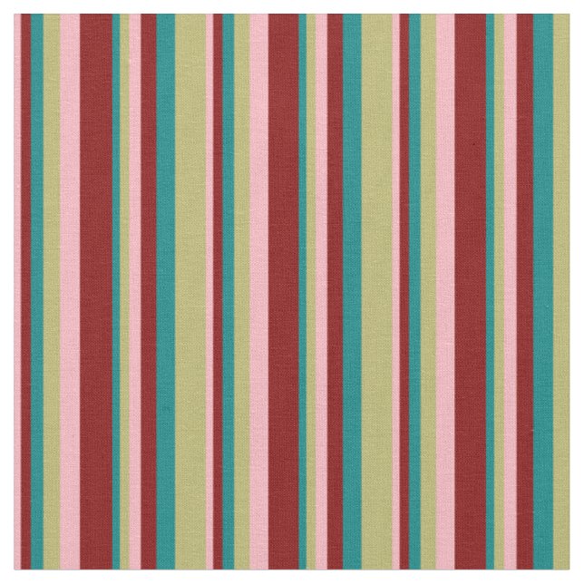 Ljus rosa, maronisk, teal och Mörk Khaki-Färgad Tyg (Närbild)