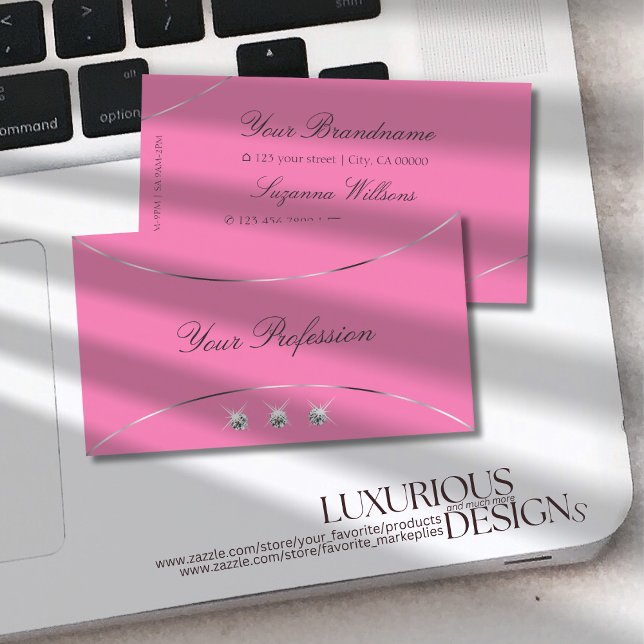 Ljus rosa med Silver-dekorfärg och Gnistra-diamant Visitkort (Skapare uppladdad)