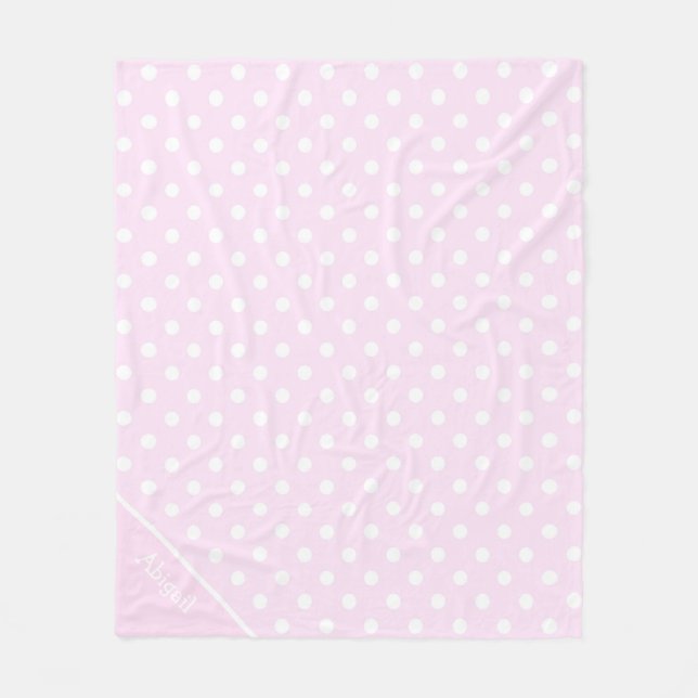 ljus rosa med White Polka dots Fleecefilt (Framsidan)