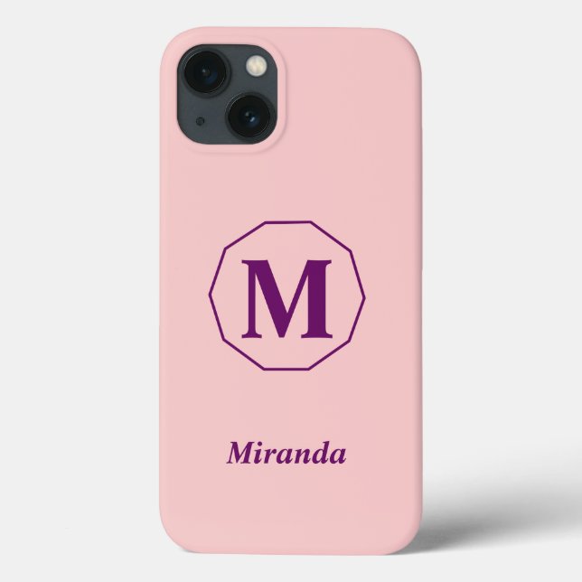Ljus rosa minimalistisk monogrampersonlig (Baksida)