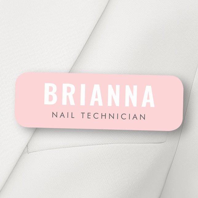 Ljus rosa, modern minimistudio av spa namnbricka (Light pink modern minimal spa studio name tag)