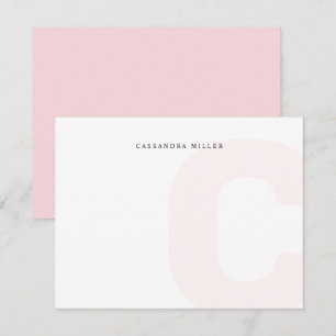 Ljus rosa Monogram - bakgrund Fullt Namn Anteckningskort