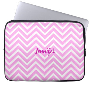 Ljus rosa och Chevron Mönster Girly Laptop Fodral