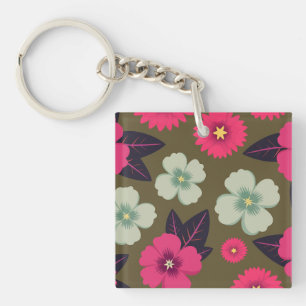 Ljus rosa och grön blomster på olivgrön bakgrund